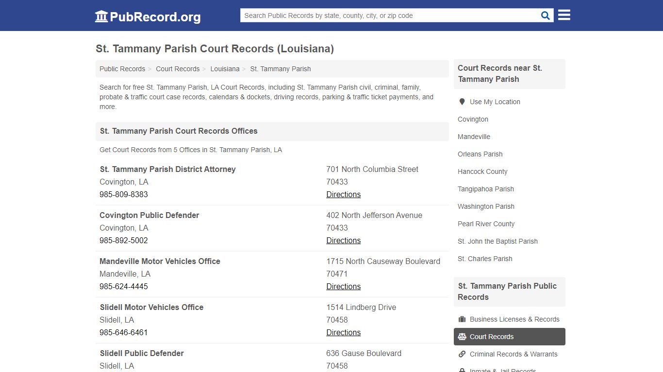 Free St. Tammany Parish Court Records (Louisiana Court Records)